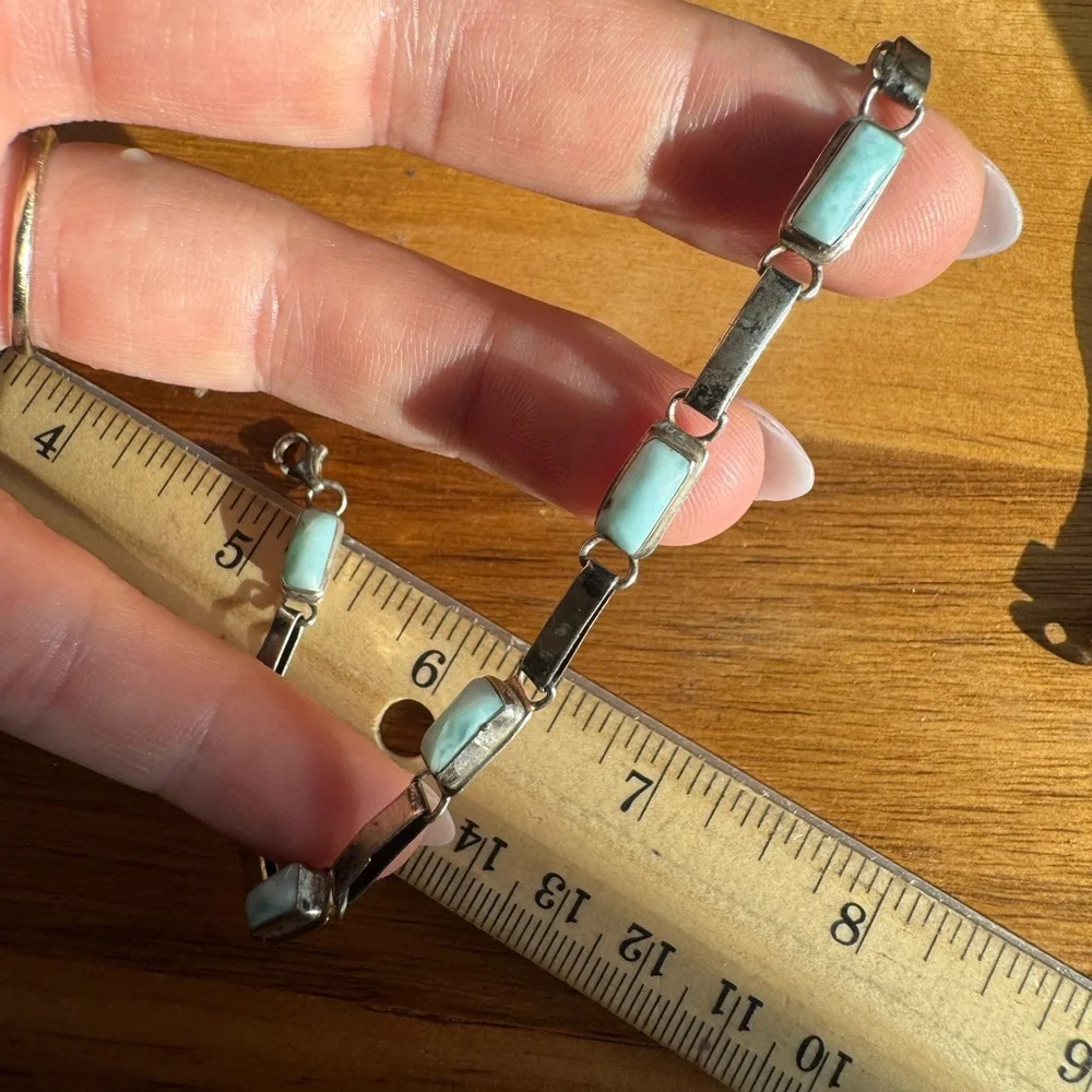 Sterling Silver and Larimar Bracelet 6.75